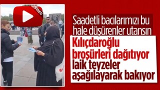 Saadet Partili kadının Kemal Kılıçdaroğlu için broşür dağıttı anlar: Küçümseyici gözlerle baktı