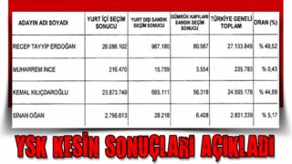 YSK 1. tur sonuçları açıklandı