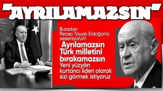 Devlet Bahçeli'den Cumhurbaşkanı Erdoğan'a: Türk milletini yalnız bırakamazsın, ayrılamazsın