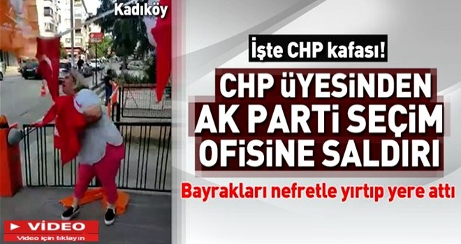 Kadıköy'de CHP'li kadından AK Parti'nin seçim bürosuna saldırı .