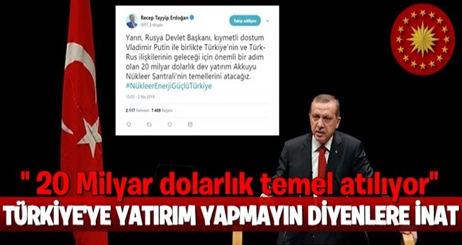 Cumhurbaşkanı Erdoğan: “Yarın, Putin ile birlikte Akkuyu Nükleer Santrali’nin temellerini atacağız”