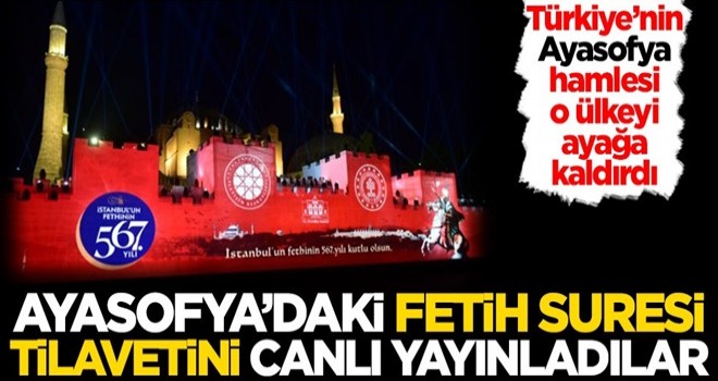 Çılgına döndüler! Ayasofya'daki Fetih Suresi tilavetini canlı olarak yayınladılar