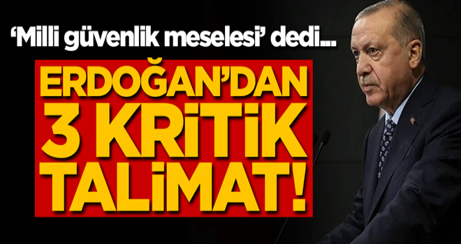 ‘Milli güvenlik meselesi’ dedi... Erdoğan'dan 3 kritik talimat!