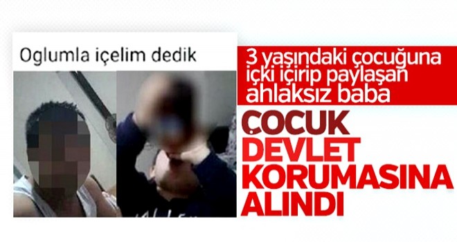 3 yaşındaki çocuğa içki içirip fotoğrafını paylaştılar