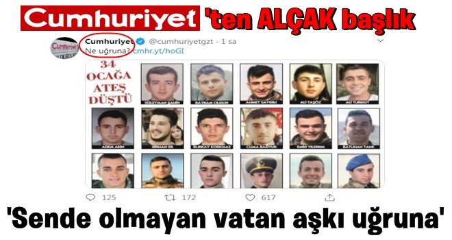 Cumhuriyet paçavrası'ndan ALÇAK MANŞET !