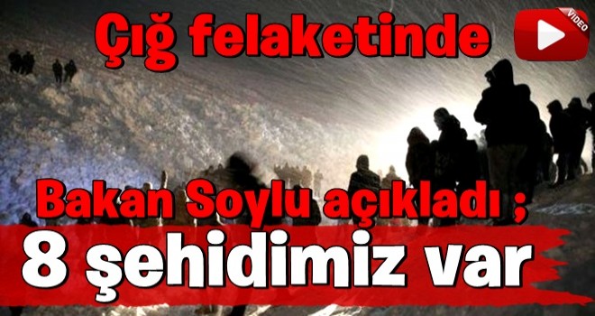 İçişleri Bakanı Süleyman Soylu A Haber canlı yayınında duyurdu: Çığ felaketinde 8 şehidimiz var!.