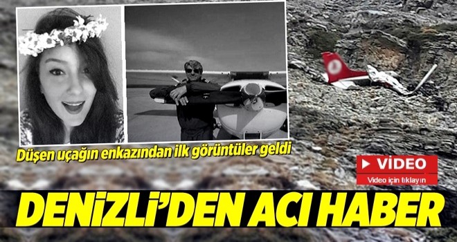 Denizli'de düşen uçağın enkazına ulaşıldı.