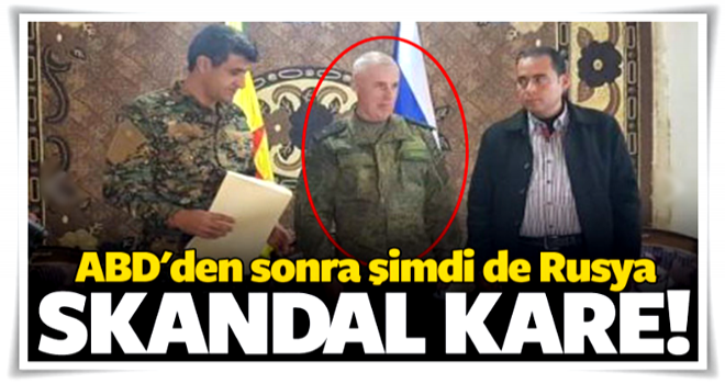 Skandal kare! Rus general ve YPG'liler yan yana