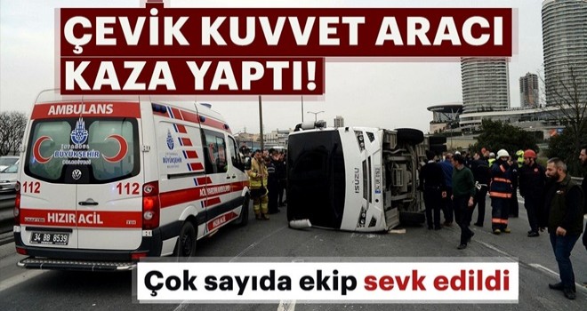 Basın Ekspres yolu istikametinde polis aracı devrildi: 6 yaralı