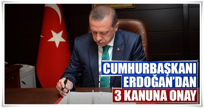 Cumhurbaşkanı Erdoğan'dan 3 kanuna onay