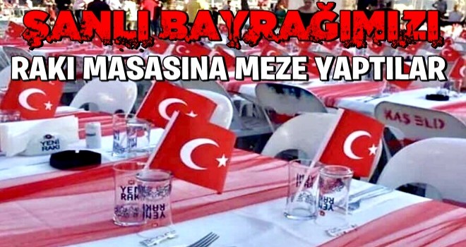 Şehit kanıyla çizilen Türk bayrağını rakı sofrasına meze yaptılar!