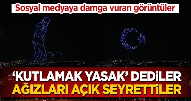 “30 Ağustos’u kutlamak yasaklandı” dediler, 'drone gösterisi'ni ağızları açık seyrettiler