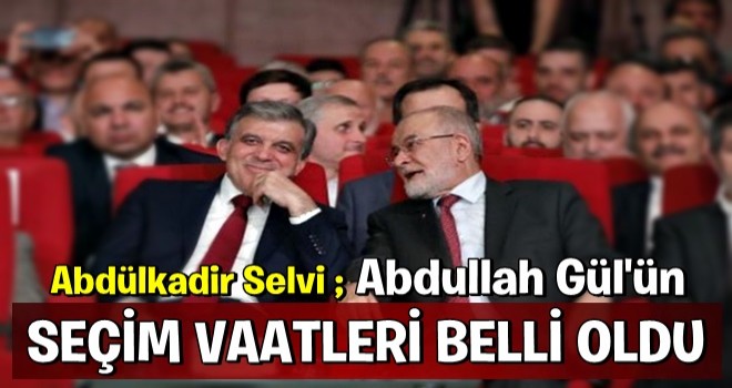 Abdülkadir Selvi Abdullah Gül'ün seçim vaatlerini açıkladı