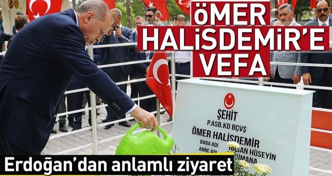 Erdoğan'dan Halisdemir'in kabrine ziyaret .