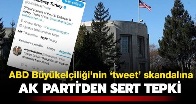 ABD büyükelçiliğinden tweet rezaleti! Türkiye'den tepki yağıyor