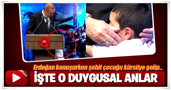 Şehit çocuğu Cumhurbaşkanı Erdoğan'a sarıldı